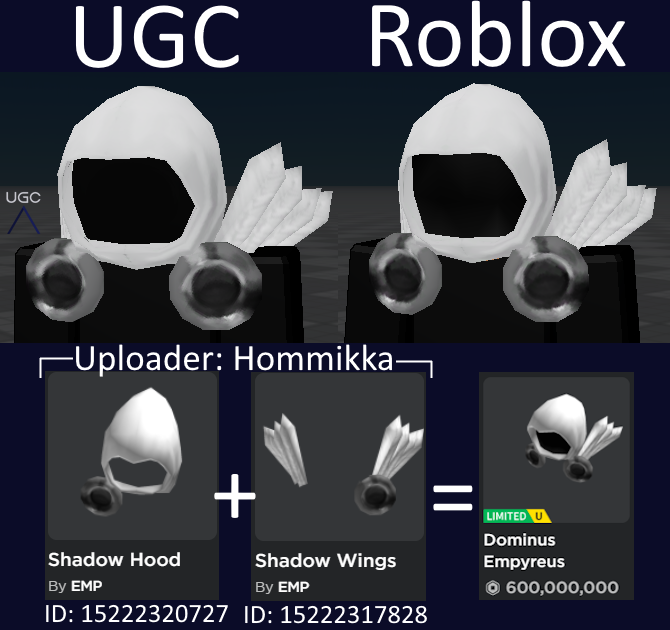 Peak” UGC on X: UGC creator Hommikka uploaded a 1:1 copy of the limited Dominus  Empyreus in 2 parts. #Roblox #RobloxUGC  / X