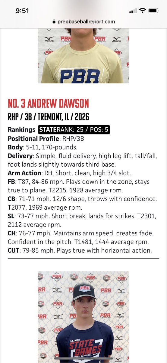 Thank you @PBRIllinois for the top ten pitchers ranking and the write up!