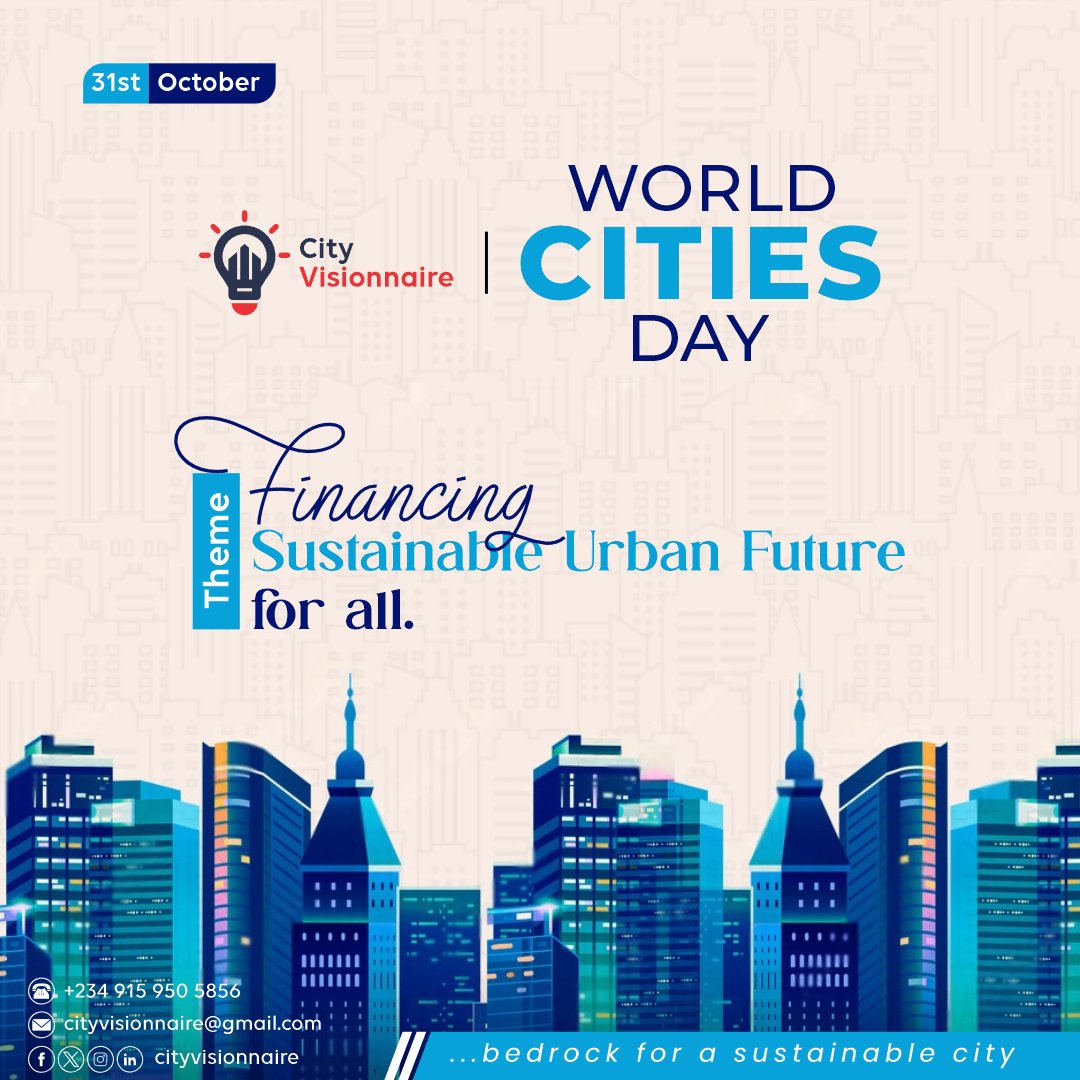 CityVisionnaire's tweet photo. We join the rest of the world to commemorate this year's #WorldCitiesDay. We inked our thoughts on this year's theme through this #PressRelease.

#CityVisionnaire #WorldCitiesDay2023 https://t.co/rlUatlZBYl