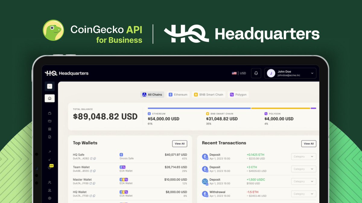Does your Web3 project need a better way to get their finance back-office in order? 🖥️

Look no further than Headquarters (@HQ_xyz), which empowers Web3 builders to make token payments, get real-time treasury overviews & more ✅

Let's dive in ⬇️ #BuildwithCoinGecko