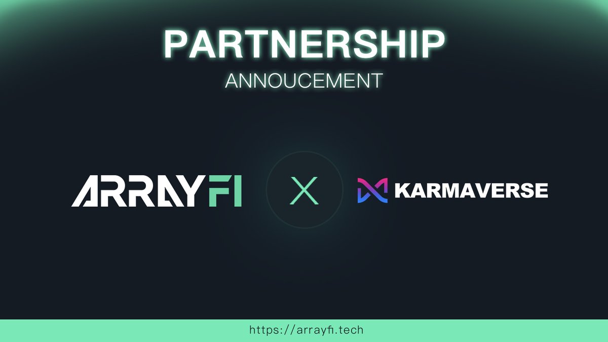 ArrayFi (@array_protocol) on Twitter photo Thrilled to announce our partnership with <a href="/Karmaverse_io/">KarmaVerse</a>!
#Karmaverse is a #Metaverse #GameFi project, created by #SLG top game developers.
Looking forward to more extensive cooperation!🥳 Thrilled to announce our partnership with <a href="/Karmaverse_io/">KarmaVerse</a>!
#Karmaverse is a #Metaverse #GameFi project, created by #SLG top game developers.
Looking forward to more extensive cooperation!🥳