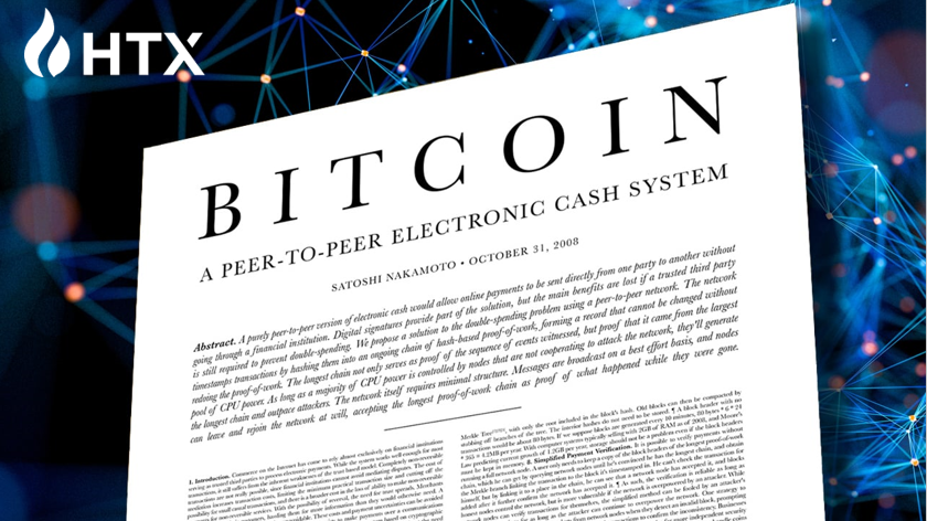HTX_Global's tweet photo. 🎉 Celebrating 15 years of the groundbreaking #Bitcoin Whitepaper! 

Thank you, #Satoshi and pioneers, #HTX salutes your visionary work. 

🙌 #BitcoinWhitepaperDay https://t.co/KXi0A8PuWT