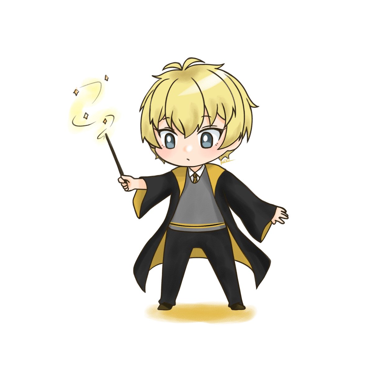 1boy wand blonde hair male focus hogwarts school uniform holding wand school uniform  illustration images