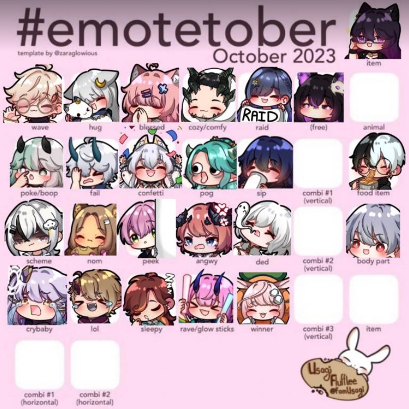 hello 

heres another update on the emotetober 
we are done but i wasnt able to post anything yesterday
i had some things that i needed to do 
i will post the others later or tommorrow 
 
#emotetober #Emote