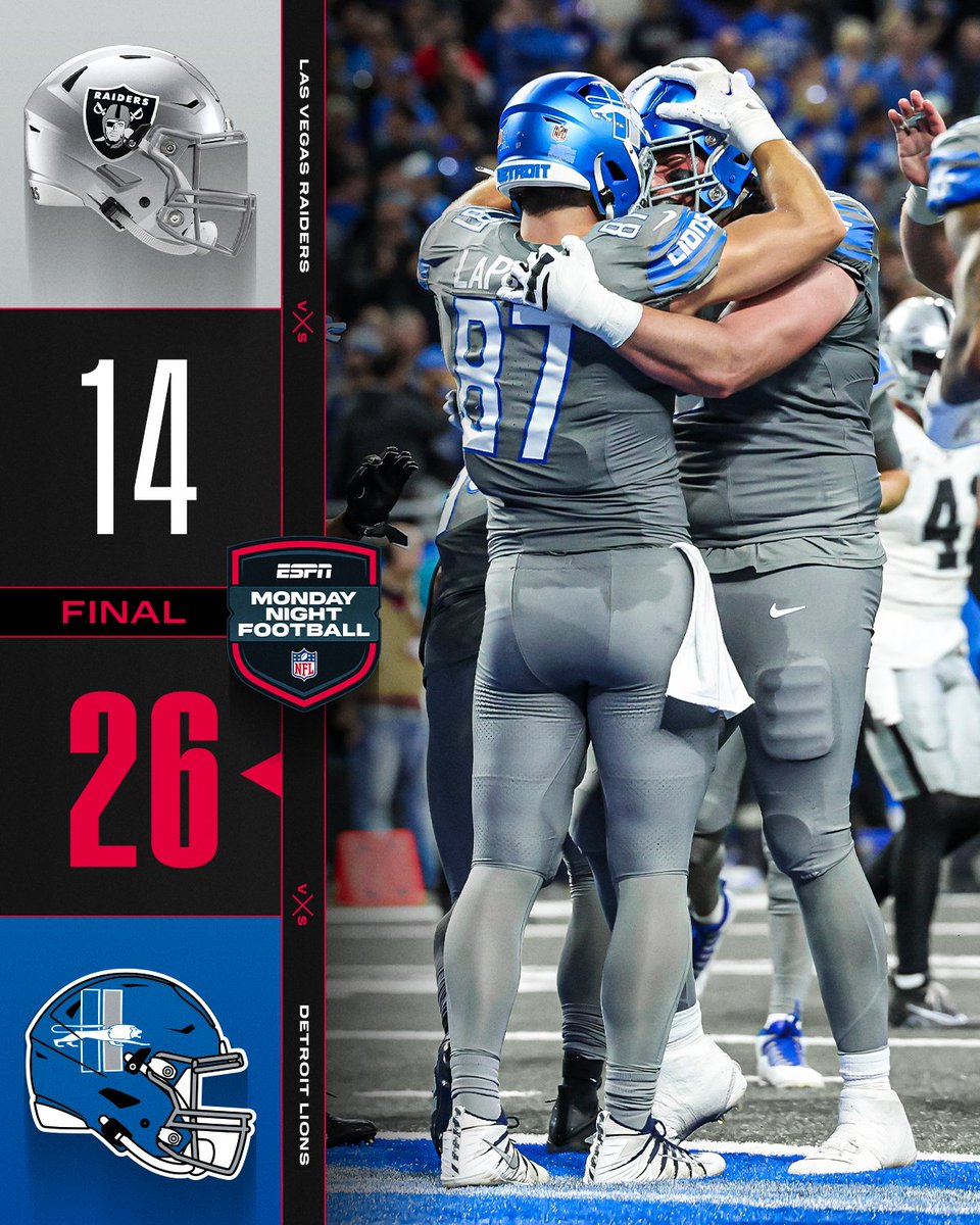 FINAL: <a href="/Lions/">Detroit Lions</a> head into the bye week 6-2! #LVvsDET