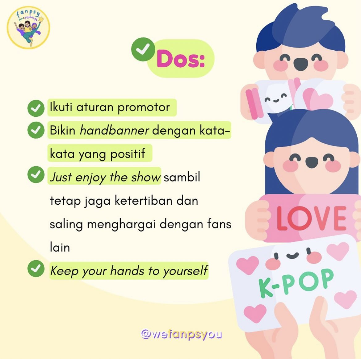 wefanpsyou's tweet photo. Terus harus bersikap gimana kalo ketemu idola? Atau bahkan pas idola blusukan kayak clip di atas? 🤔

Minpsy izin share do’s &amp; dont’s ala Fanpsy yah : https://t.co/cRVv4dW8mL