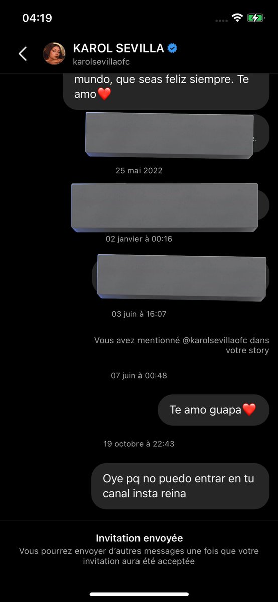 Todavia no entiendo pq Karol es la unica persona a quien no puedo mandar dm en instagram y ni entrar en si canal 🥺🥺