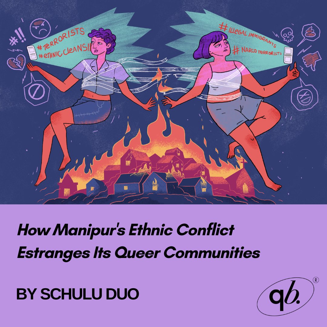 queerbeat_media's tweet photo. How does an #ethnicconflict impact queer solidarities? Through an account of the collapse of a deep Meitei–Kuki friendship in #Manipur, Schulu Duo narrates how these old fault lines threaten to undo the progress of the #queermovement there.
https://t.co/R7WgGSzIwr 1/11 https://t.co/7GzyjQf5Ui