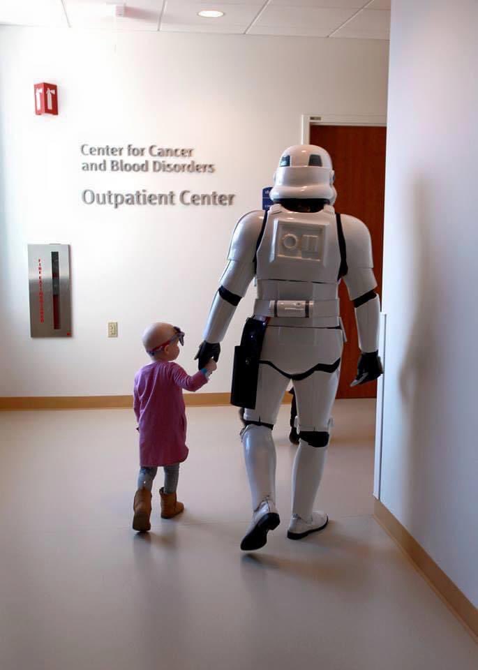 For Storm Troopers who hold hands with little kids on their way for cancer treatments, we give thanks. #501st #Halloween #Halloween2023