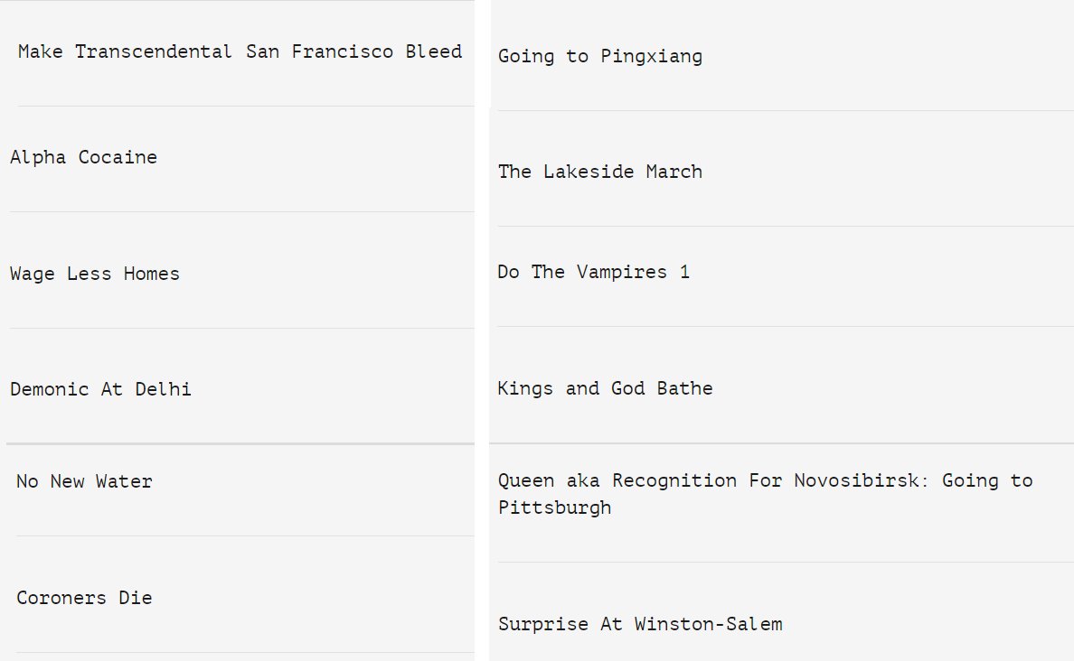 Friedegger's tweet photo. The Mountain Goats song name generator beginning to take shape... https://t.co/pqxrgeBrVA