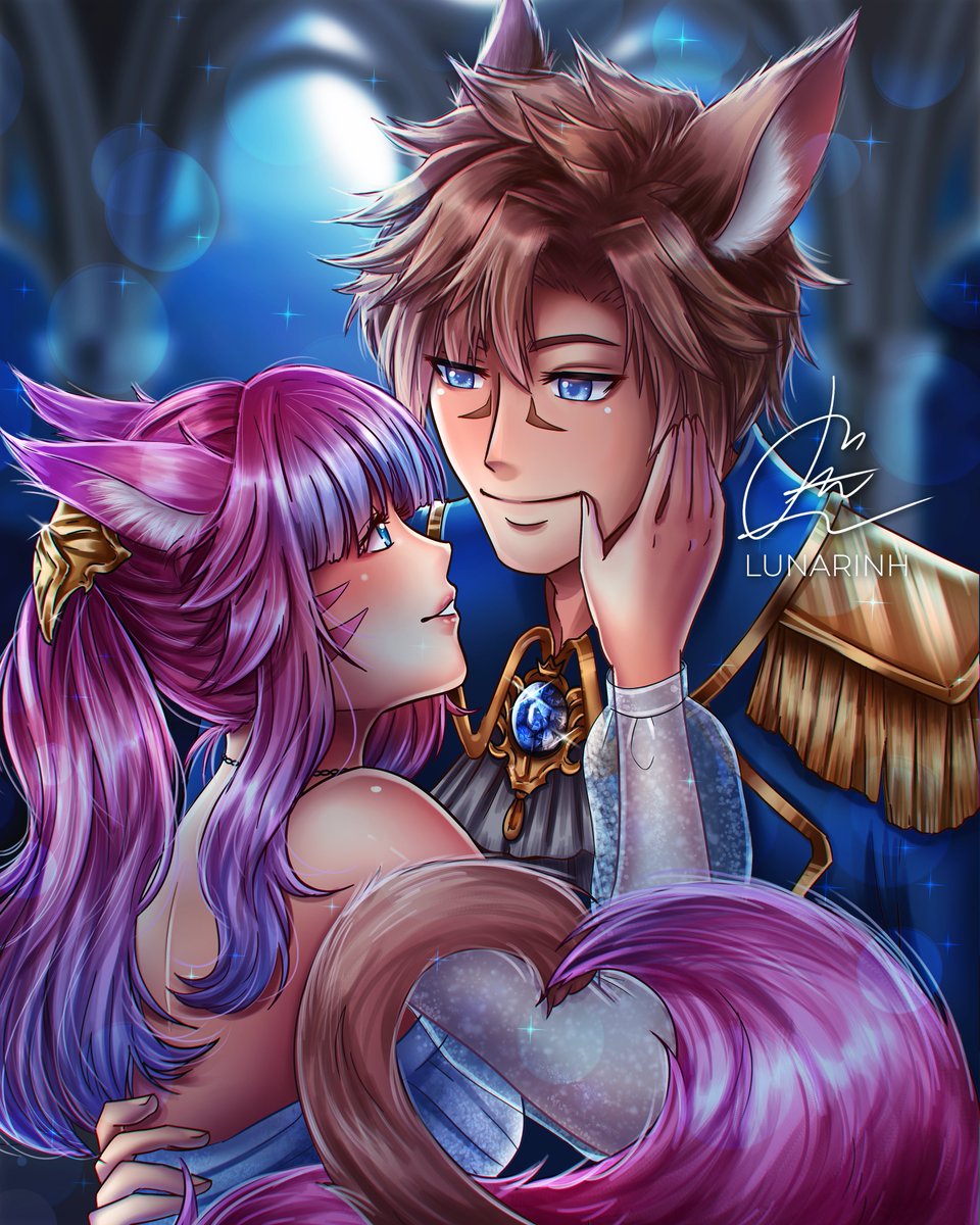 lunarinh's tweet photo. Another commission for the lovely couple Kiri and Cookie 💕✨
 #ffxiv #ffxivart #ff14 #ff14art https://t.co/cIo76oQFXb