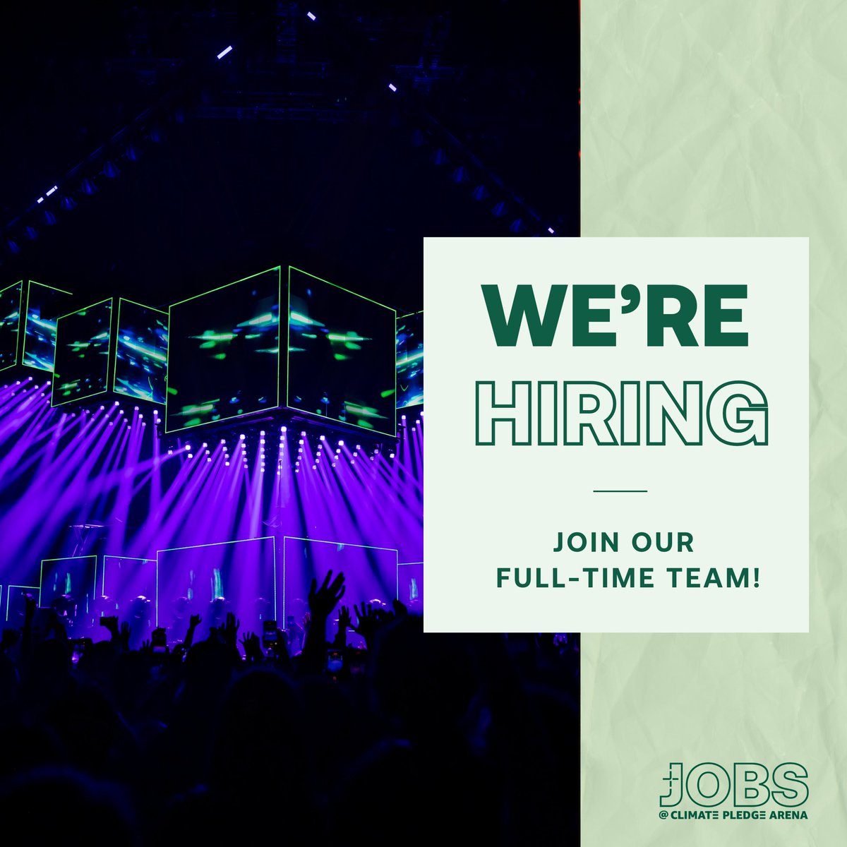 ClimateArena's tweet image. WE'RE #HIRING!

Come join the hardest working arena team in the biz and #MakeUsBetter! Learn more and apply here → bit.ly/CPAFTJobs

#ClimatePledgeArena | #UnderOurRoof