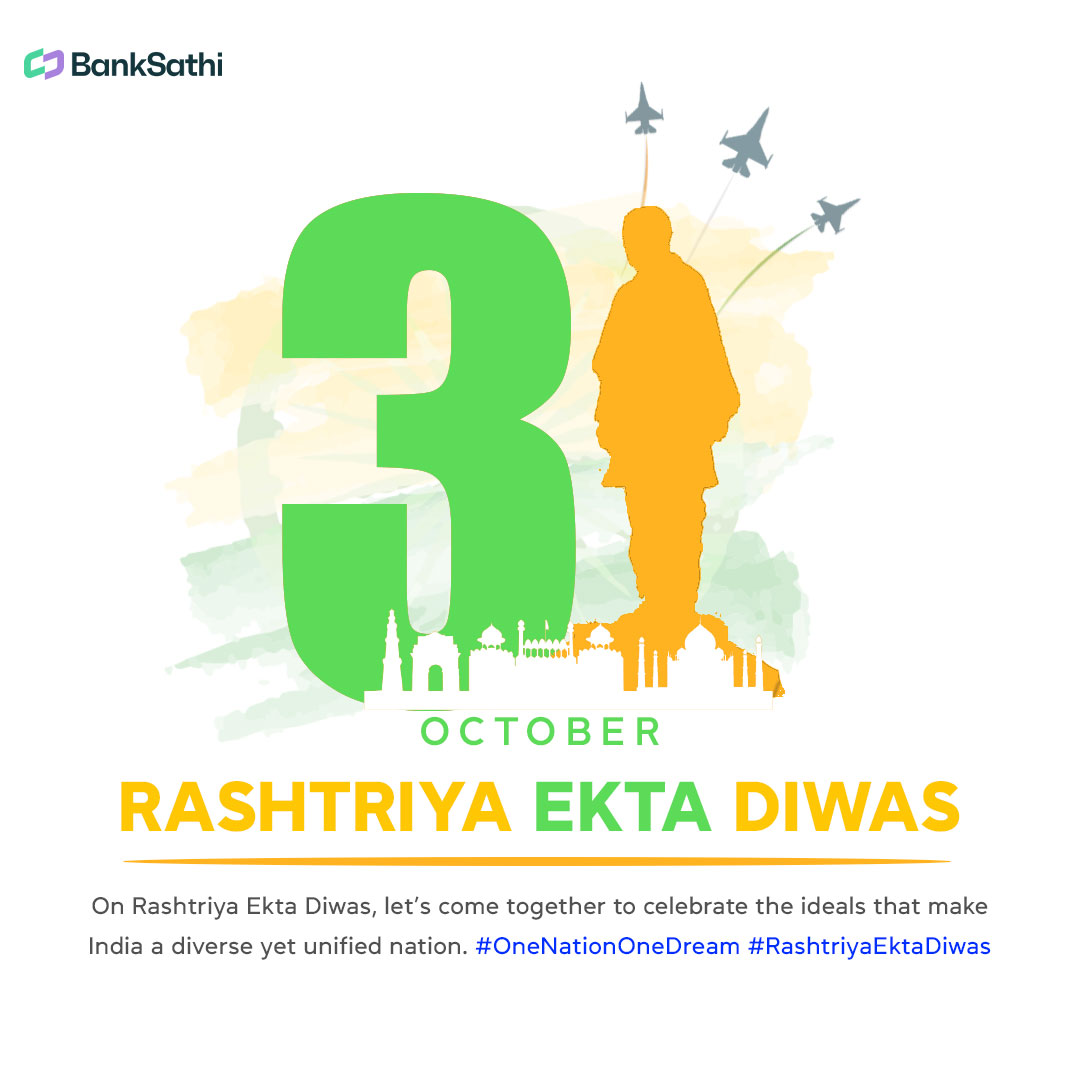 On this special day, BankSathi is inspired by Sardar Patel's vision of a united India.

✅Join us in making financial progress accessible for all.

#RashtriyaEktaDiwas #NationalUnityDay #SardarVallabhbhaiPatel #sardarvallabhbhaipateljayanti #finance #fintech #banksathi