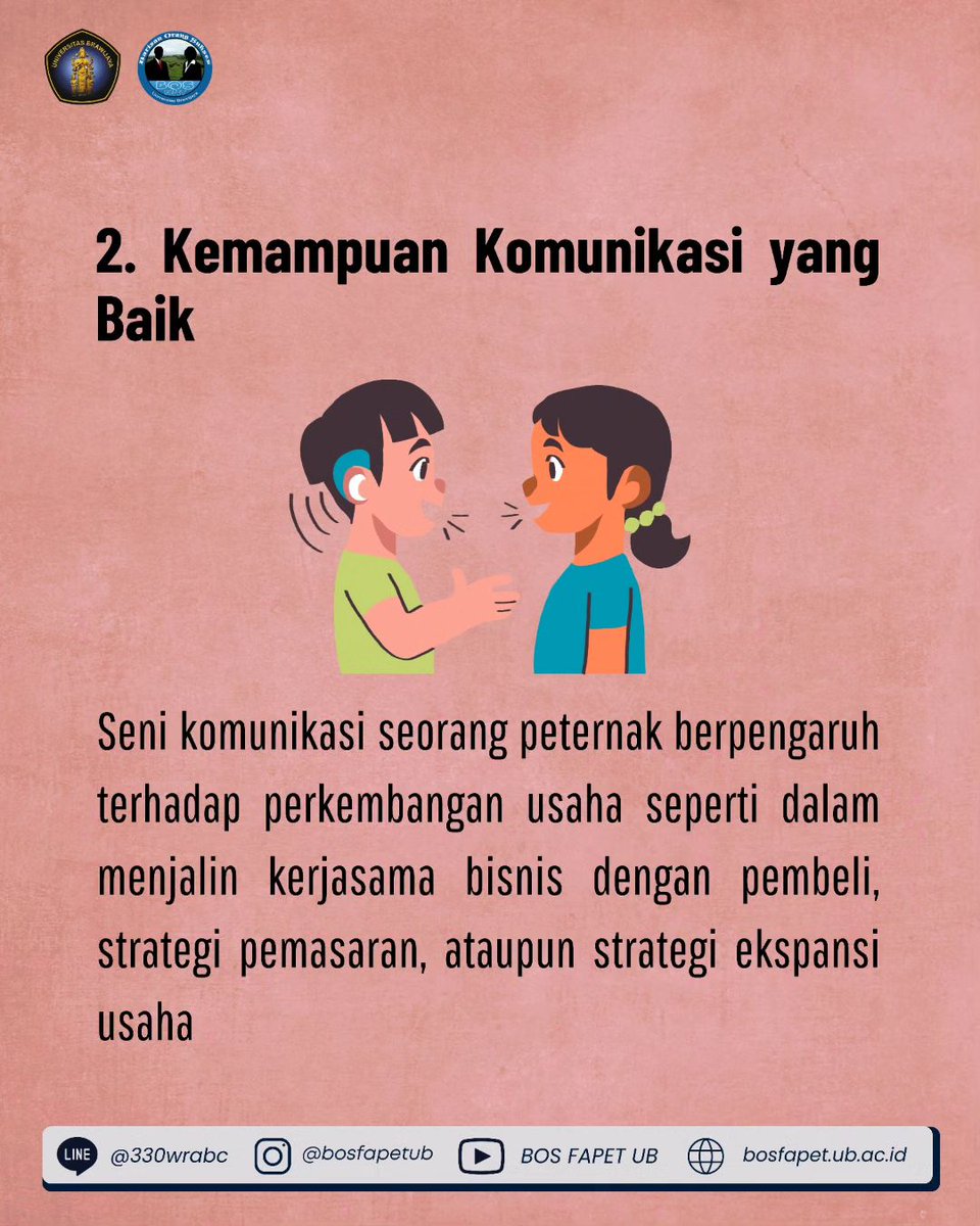 bosfapetub's tweet photo. [ KEAHLIAN PETERNAK AGAR SIAP BERSAING DAN BERKEMBANG ]

Hal pertama yang harus dimiliki dalam beternak adalah keahlian untuk menjalankan usahanya, agar peternakan yang dimiliki dapat memiliki prospek yang baik. Berikut keahlian yang harus dimiliki oleh peternak: https://t.co/O2d5H9H9CB