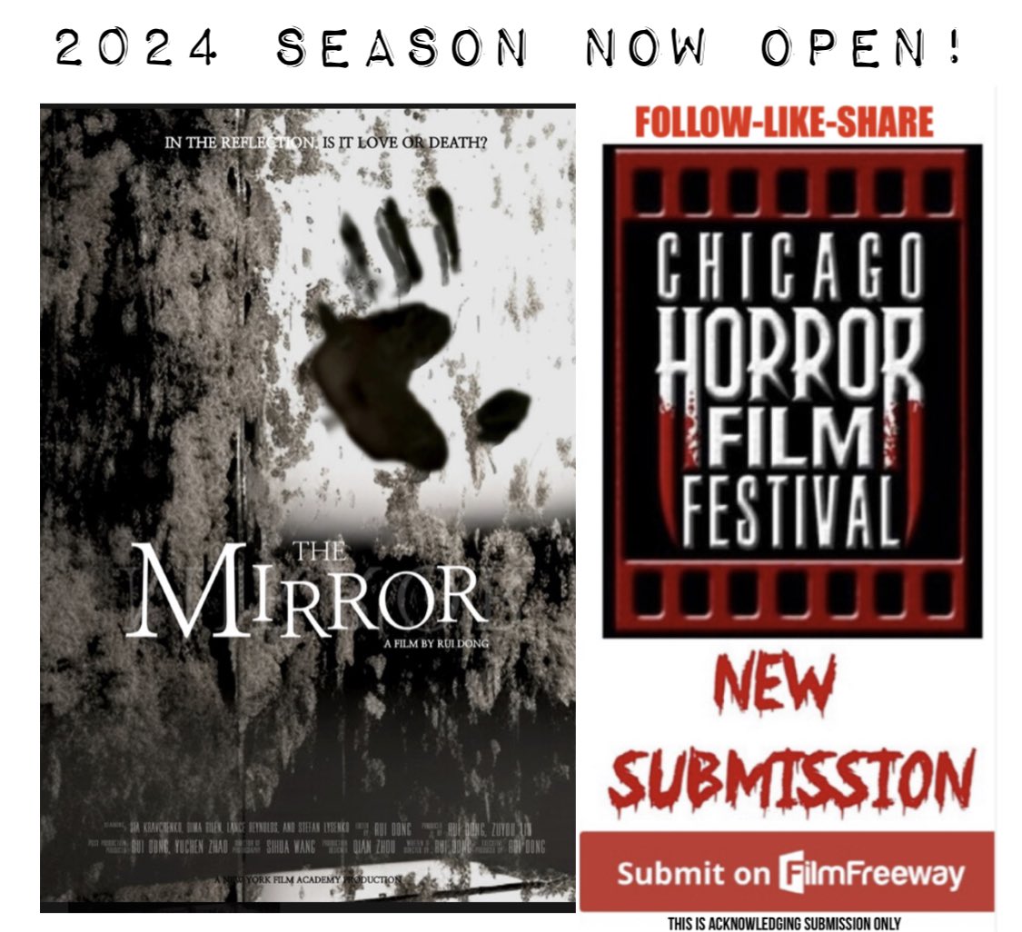 📢THE 2024 SEASON IS OPEN! 🎥 SUBMIT YOUR FILM: filmfreeway.com/ChicagoHorrorF… #filmfestival #horror #shortfilm #HorrorCommunity #horrormovie #FilmFreeway #submityourfilm #horrorfestinternational #horrorfest #filmfestival #Chicago #horror #horrorfilmmaker #horrorfilms