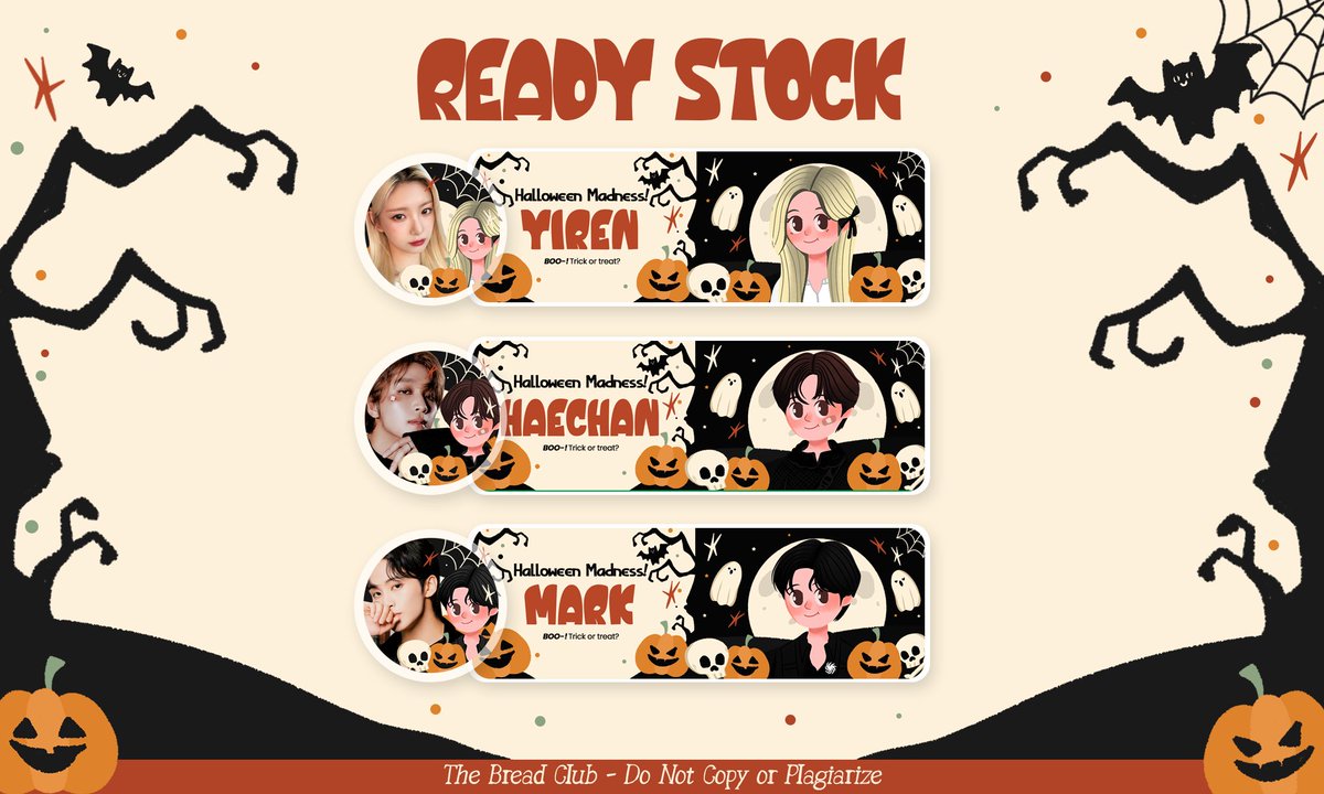 🎃 help rt! tia 🎃

here is the bread club's halloweenz ready stock! 👻🎃

🛒 : IDR 38.000
🐈‍⬛ : available to order through dm
👻 : siang ini, 12.00 wib 
🎃: 21 characters

check alt for character availability 🧟‍♀
more details below 🧡

t. #zonauang #zonaba #zonajajan
