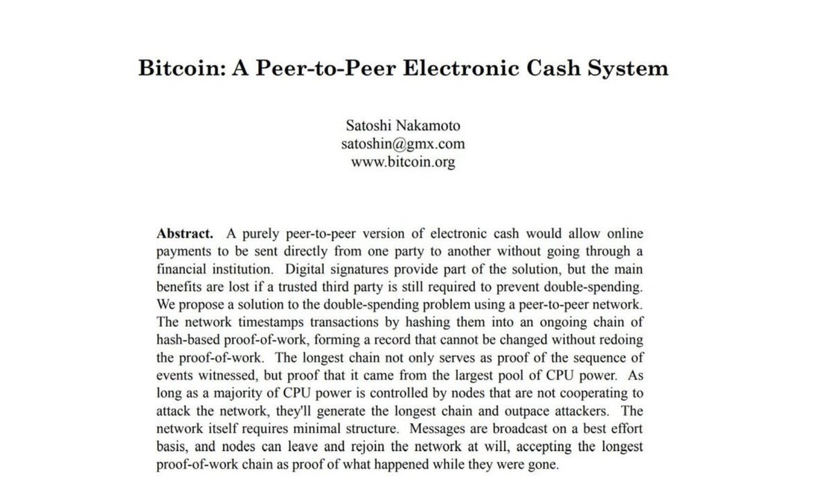 15 years ago today, Satoshi Nakamoto published the #Bitcoin whitepaper.
