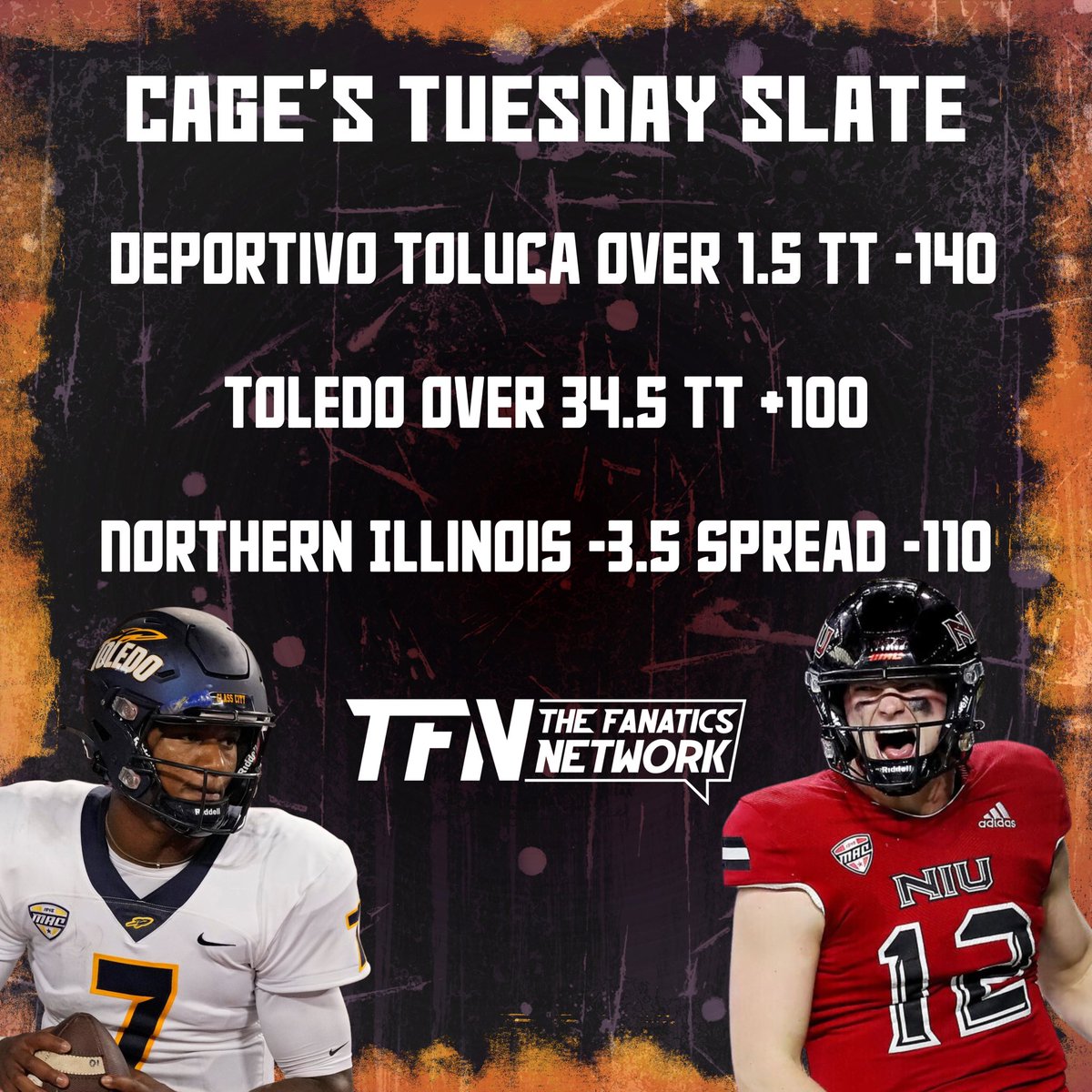 Here’s the #Tuesday slate by @CageIq for #Halloween. Time to spook out another winning day!

#Toledo #Mexico #NCAAFootball   #bettingtwitter #SportsPicks #Toluca #NorthernIllinois