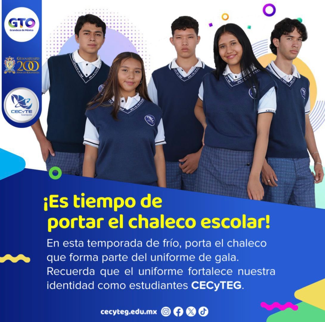 En esta temporada de frío 🥶 ❄️ 
¡𝙋𝙤𝙧𝙩𝙖 𝙚𝙡 𝙘𝙝𝙖𝙡𝙚𝙘𝙤 𝙚𝙨𝙘𝙤𝙡𝙖𝙧!
🤓👉🏼Fortalece 𝙣𝙪𝙚𝙨𝙩𝙧𝙖 𝙞𝙙𝙚𝙣𝙩𝙞𝙙𝙖𝙙 como estudiantes 𝘾𝙀𝘾𝙮𝙏𝙀𝙂 con tu uniforme completo.
✔️Juntos estamos construyendo el #ElMejorSistemaEducativo de Mexico.
