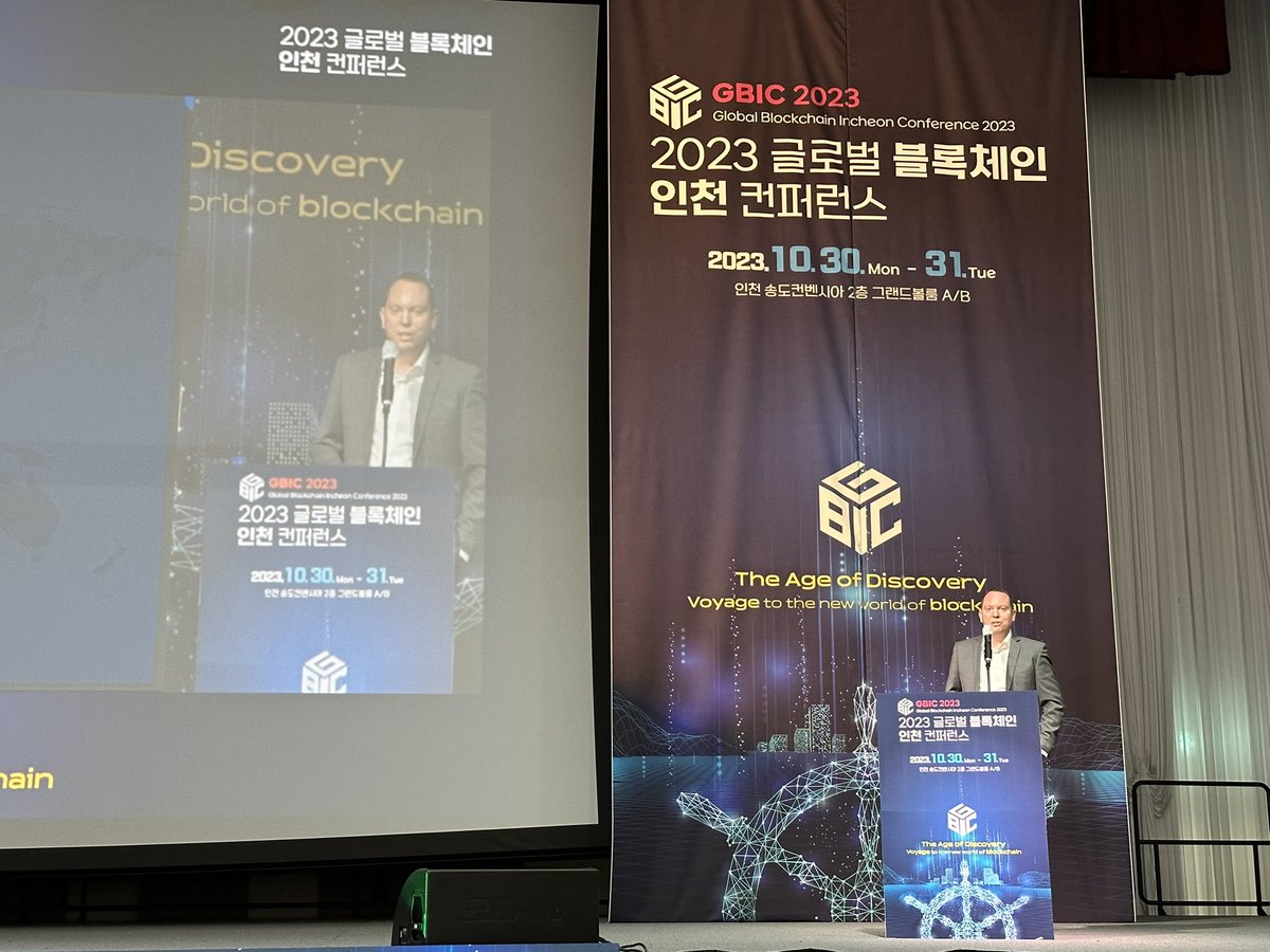 Today at Global Blockchain Incheon Conference 2023 with James Belding from Tokenized in 🇰🇷South Korea. He made a great speech on how to build a more efficient and secure financial system on #BSV @JamesBelding @Tokenized_com