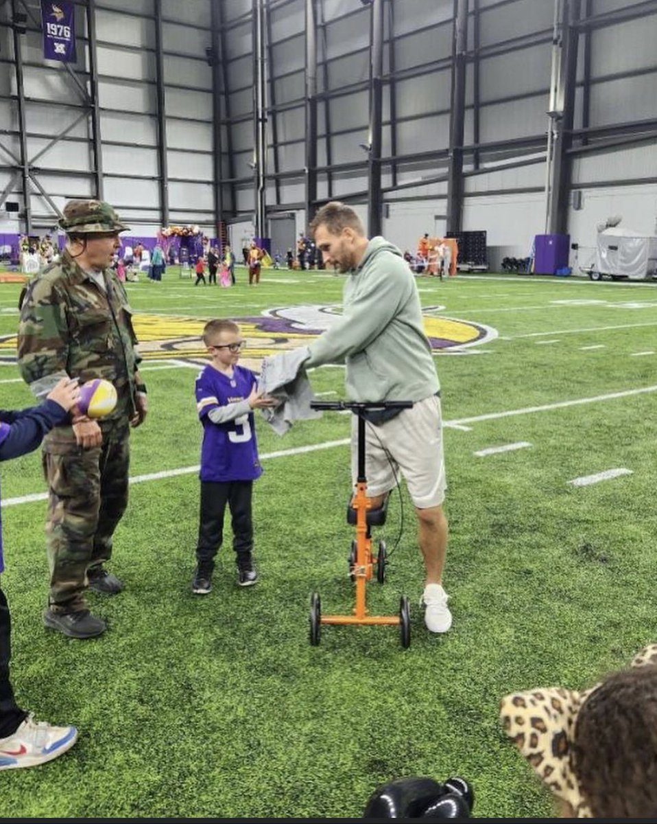 <a href="/Vikings/">Minnesota Vikings</a> <a href="/KevOC7/">Kevin O'Connell</a> <a href="/PhilMackey/">Phil Mackey 🎙</a> <a href="/DustBaker/">Dustin Baker</a> Season over.  24 hours after the most devastating event of his career, OUR quarterback doesn’t sit home feeling sorry for himself.  No, he attends the Kids Club Trick-Or-Treat Trail in Egan.  That’s our QB.  #Vikings
