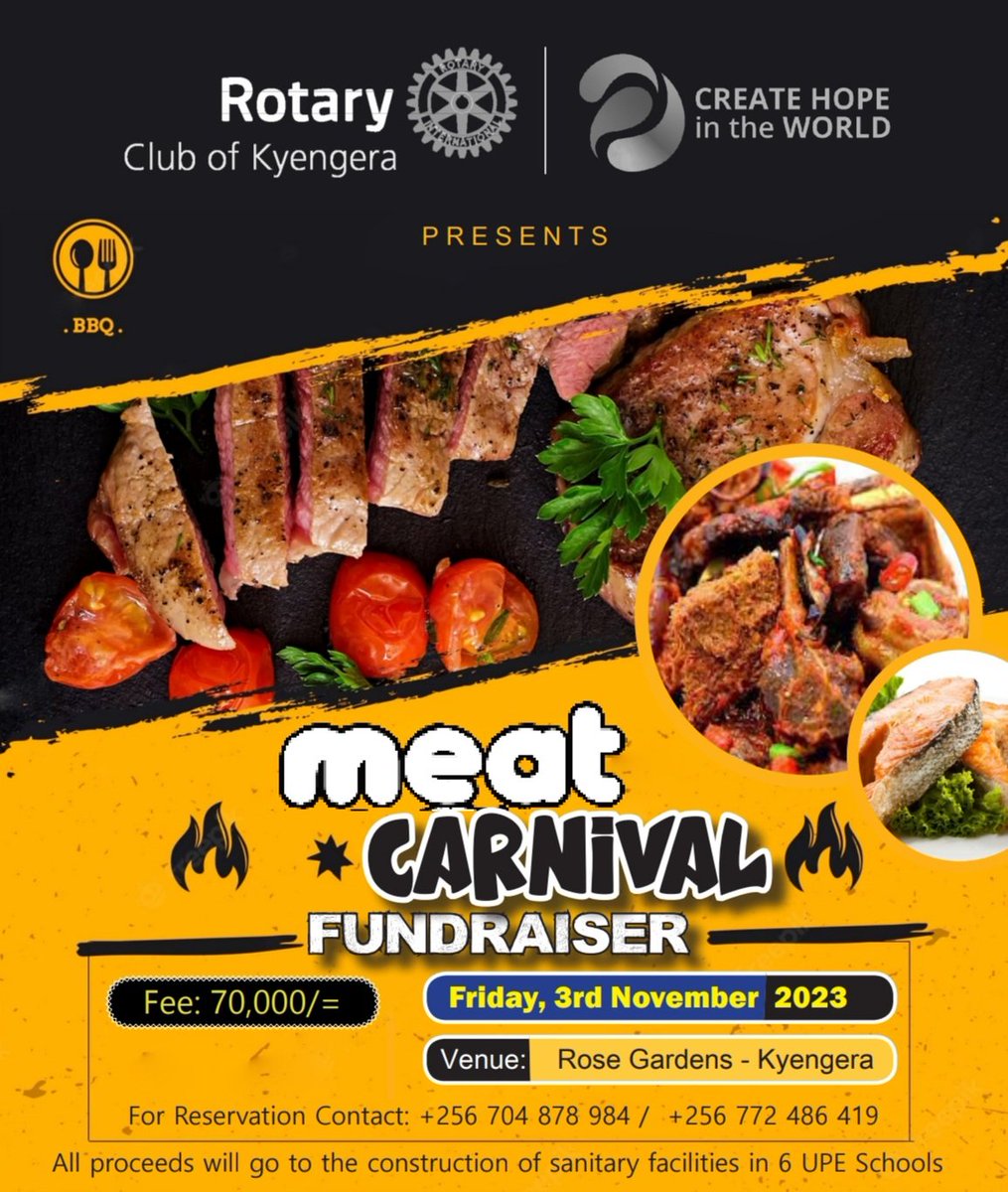 MEAT CARNIVAL NIGHT is back!!!!.🍗🍖🍹💃🕺

 3 Days to Go!

Come and enjoy all kinds of meat "muchomo" as we fundraise for the construction of Sanitary Facilities in 6  UPE Schools