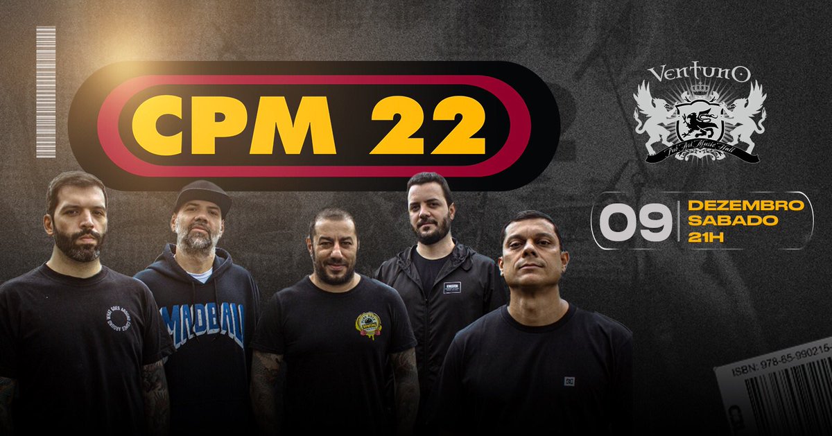 ventunopub's tweet photo. CPM 22 de volta ao Ventuno Pub, dia 09 de Dezembro, Sábado 🤘 https://t.co/60xuE8tvt8