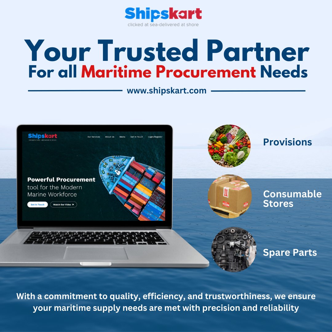 ShipsKart's tweet photo. Shipskart is your steadfast partner for a wide range of maritime procurement requirements. With a commitment to quality, efficiency, and trustworthiness, we ensure your maritime supply needs are met with precision and reliability. 

Visit https://t.co/9pHdw2TNL4 now! https://t.co/uYelS8Ss28