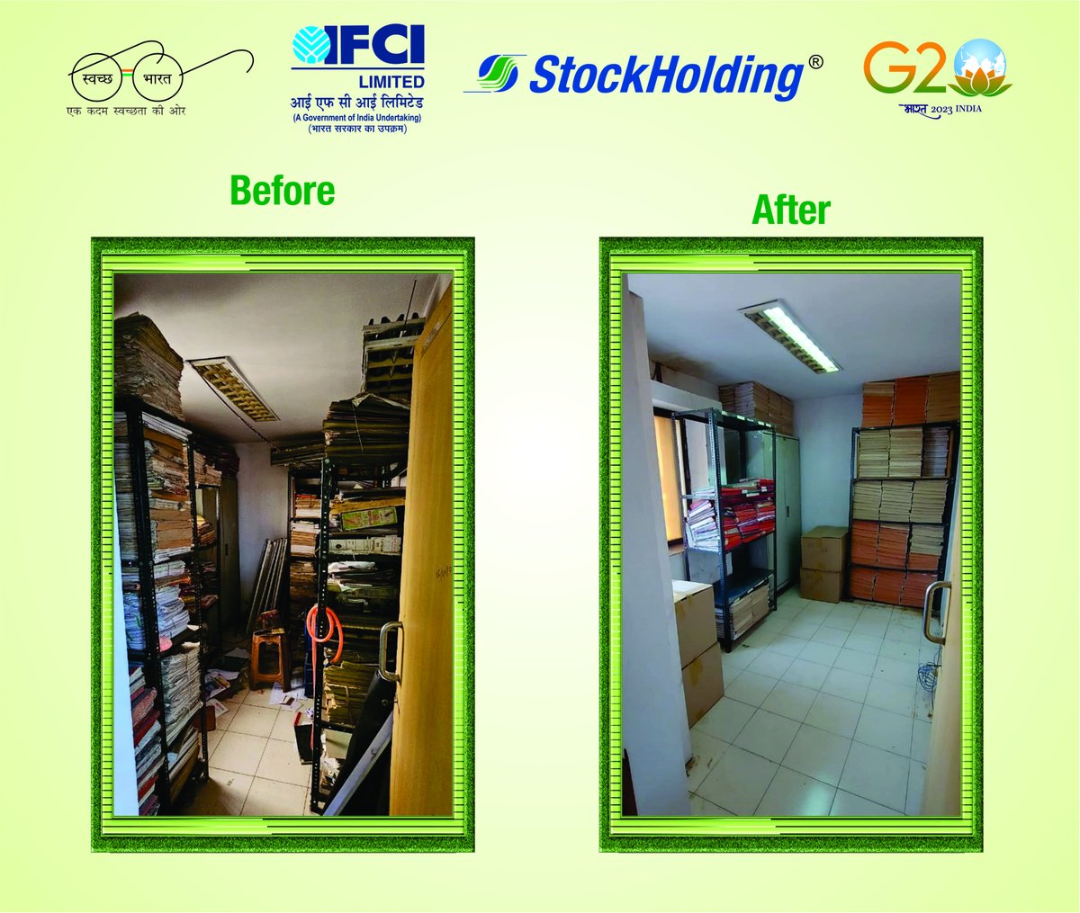 Under Special Campaign 3.0, IFCI’s subsidiary StockHolding’s participation in a cleanliness activity at the Dhantoli Branch Office in Nagpur. #SwachhBharat #GarbageFreeIndia #SHS2023 <a href="/DFS_India/">DFS</a> <a href="/SwachhBharatGov/">Swachh Bharat Urban</a> <a href="/swachhbharat/">Swachh Bharat Mission - Grameen</a> <a href="/PMOIndia/">PMO India</a> <a href="/DARPG_GoI/">DARPG 🇮🇳</a>