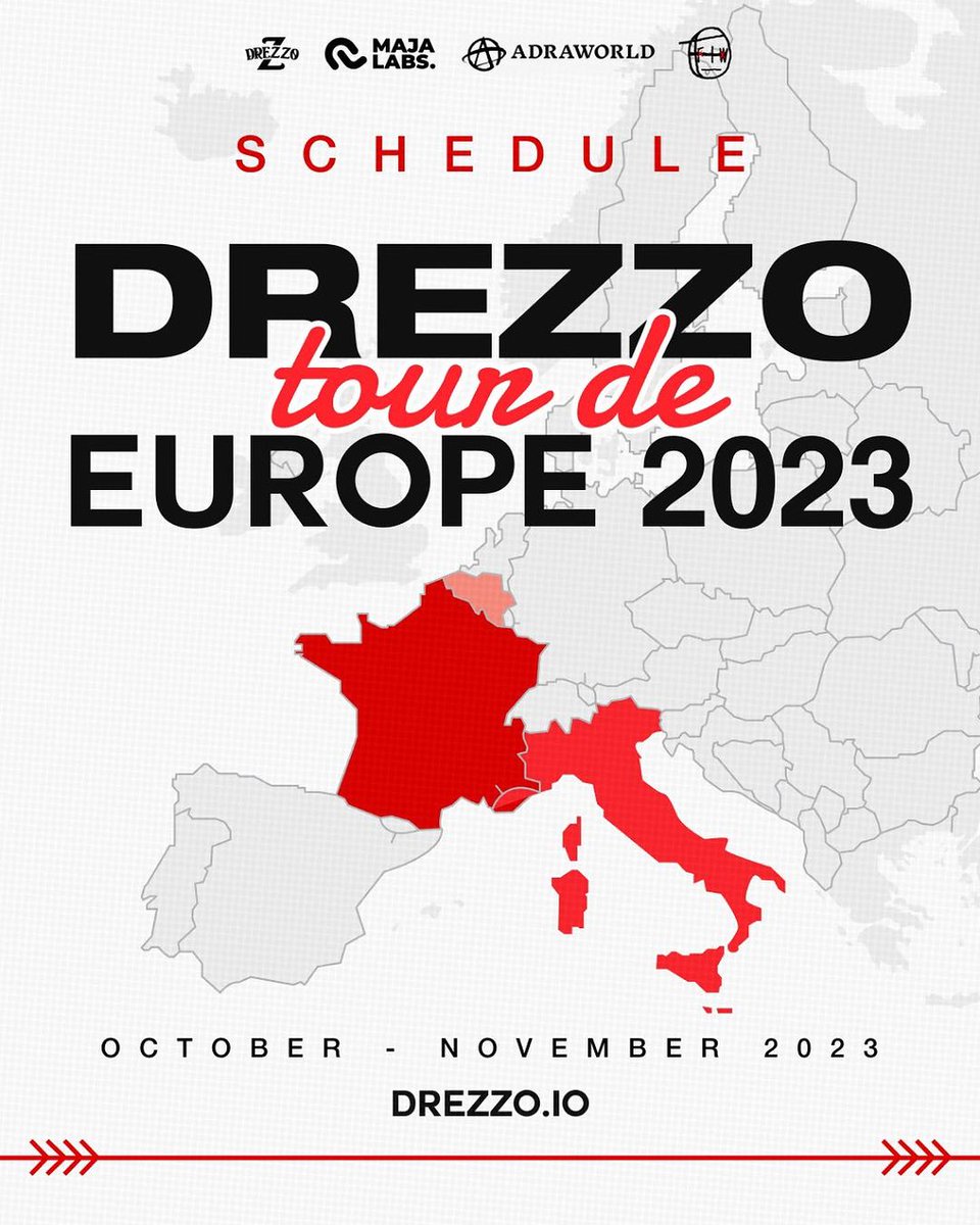 BDFW2022's tweet photo. Drezzo Tour De Europe 2023 schedule is on!

Join us, where technology meets style. Explore the cutting-edge of fusion of phygital and Web3 technology 👚🌐📲

#drezzo #majagoesglobal #drezzoineurope #web3 #majalabs https://t.co/B2BB0zCuNY