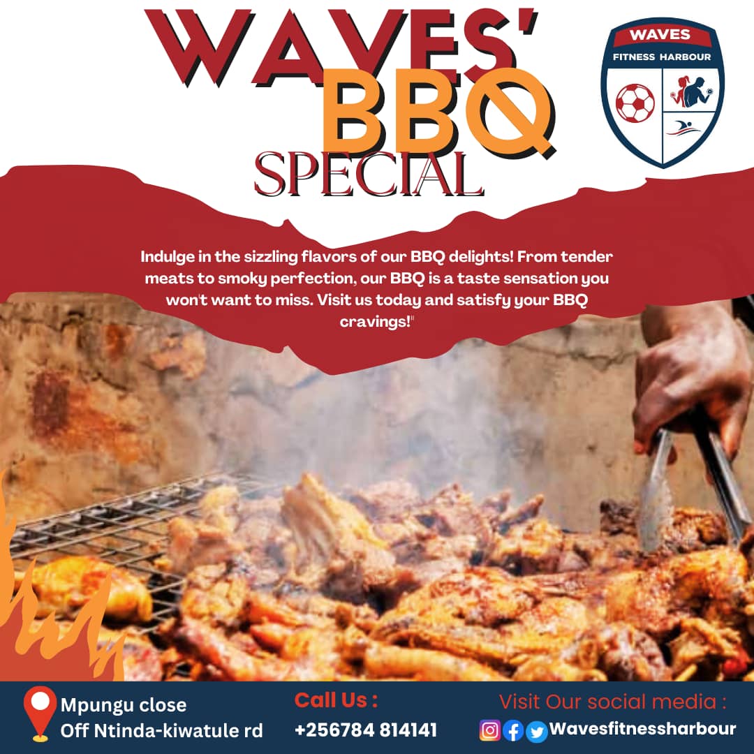 Indulge in the exquisite flavors of Nyama Choma at Waves Fitness Harbour. 🔥
 
Unforgettable taste awaits you. 😋🎉

 Don't miss out on this culinary masterpiece! 

#WavesFitnessHarbour #Ntinda