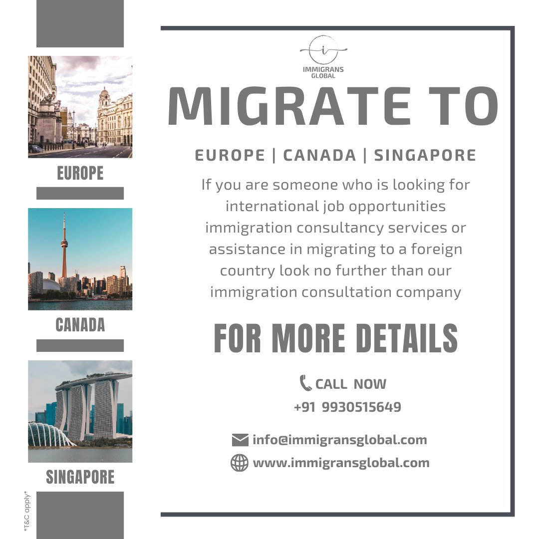 ImmigransGlobal's tweet image. Are you planning a new chapter in your life? Discover boundless opportunities to immigrate effortlessly to the most sought-after destinations worldwide.  #ImmigransGlobal #MigrateToCanada #MigrateToUK #MigrateToEurope #MigrateToSingapore #MigrateToHungary #Top5Destination