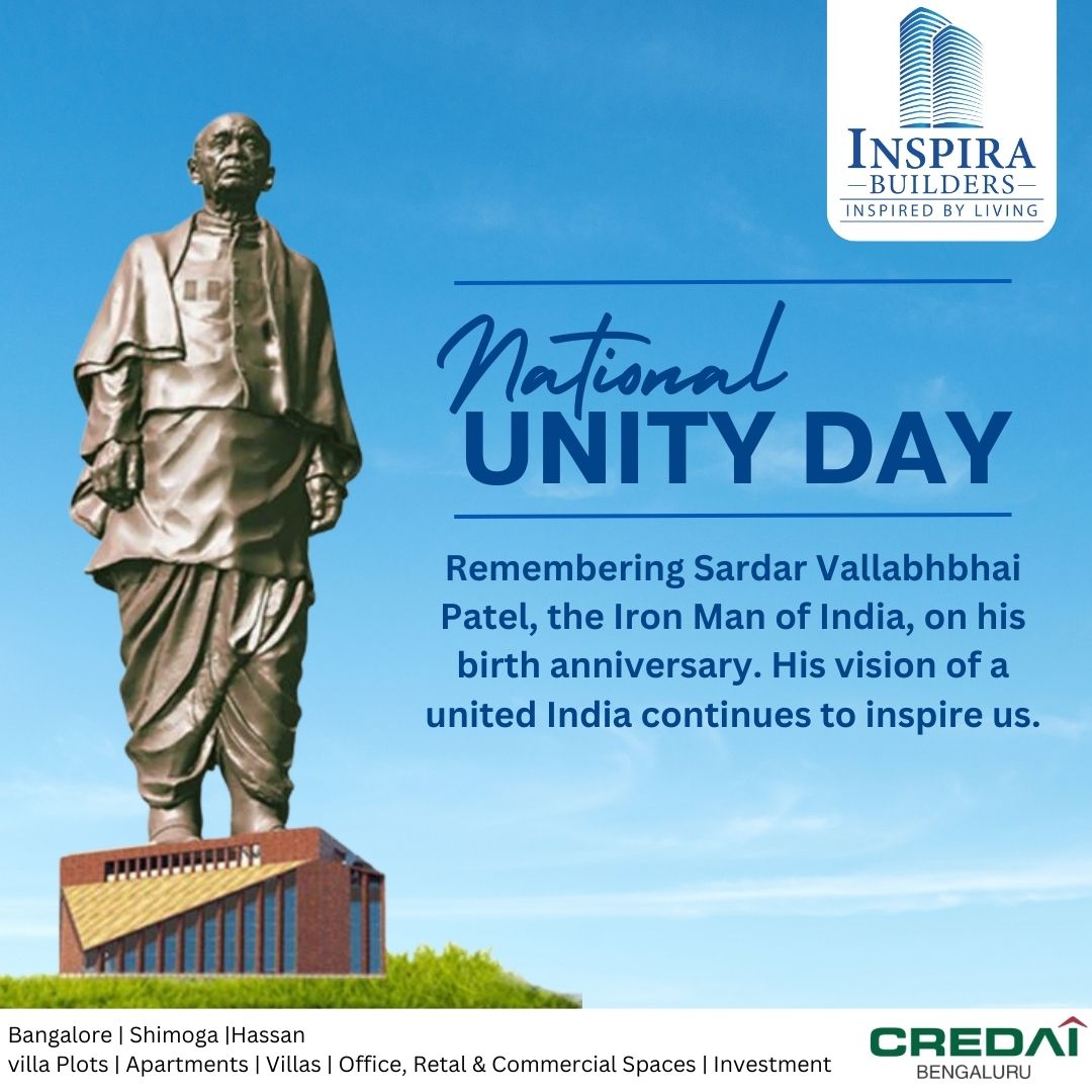 inspirabuilders's tweet photo. NATIONAL UNITY DAY

Remembering Sardar Vallabhbhai Patel, the Iron Man of India, on his birth anniversary. His vision of a united India continues to inspire us.

#NationalUnityDay2023  #nation #unity #beauty #culture #tradition #inspirabuilders #developers #apartments #Bangalore https://t.co/4qoNd4PYtN