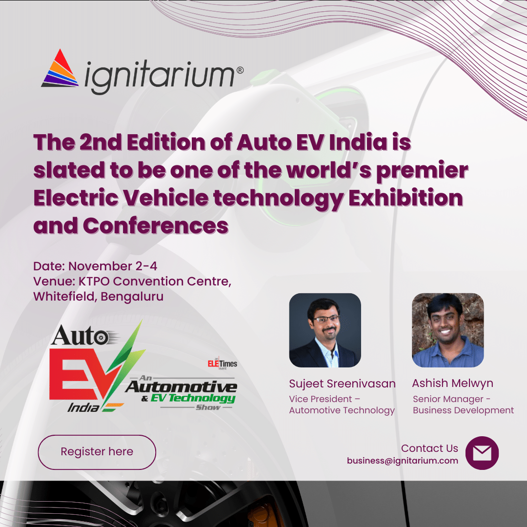 ignitarium's tweet image. We're going to be at #AutoEV India 2023, one of the South Asia's premier EV Auto and automotive technology shows. 

📅 2-4 November 2023
 📍 KTPO Convention Center, Whitefield, Bengaluru

🔗 Register for the FREE event here: faith-x.in/autoevindia/vi…

#automotive #ev