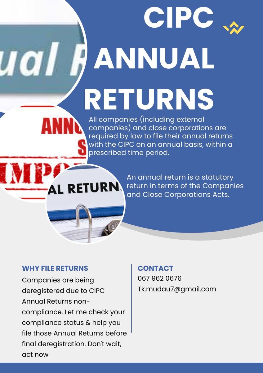 All companies including Closed Corporations & external companies are required by law to file Annual Returns with CIPC. Non-compliance leads to deregistration, let me check your compliance status & help you file Annual Returns before final deregistration
#FamilyMeeting #BallonDor