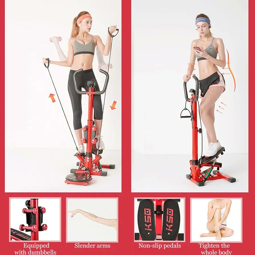The Twister stepper with a handle bar exercises your deep muscles without putting excessive pressure on your bones and joints. The twisting action of the Twist stepper with handle bars will help you adjust your entire body, especially your thighs and buttocks. The included handle