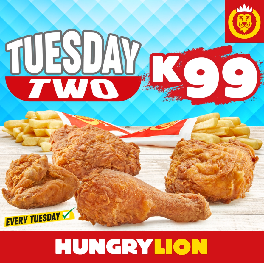 🍗🍟 Hungry for BIGGER pieces & THICK-cut chips? Join us for our Tuesday Two Deal! Buy 2x Big Bite 2s for K99 for yourself and a friend, or savour the deliciousness all on your own! 👫🦁 #TuesdayTwo #HungryLikeALion