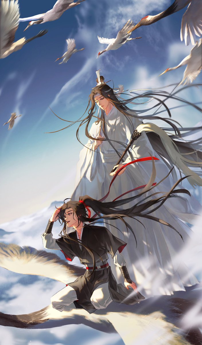 agushiyi's tweet photo. #MDZS #魏无羡1031生日快乐 #忘羡 
仙人抚我顶,结发受长生。
魏无羡一觉醒来，多了个神仙师尊，这就是仙缘吗？
（师徒年上～） https://t.co/YZPAAjhHAx