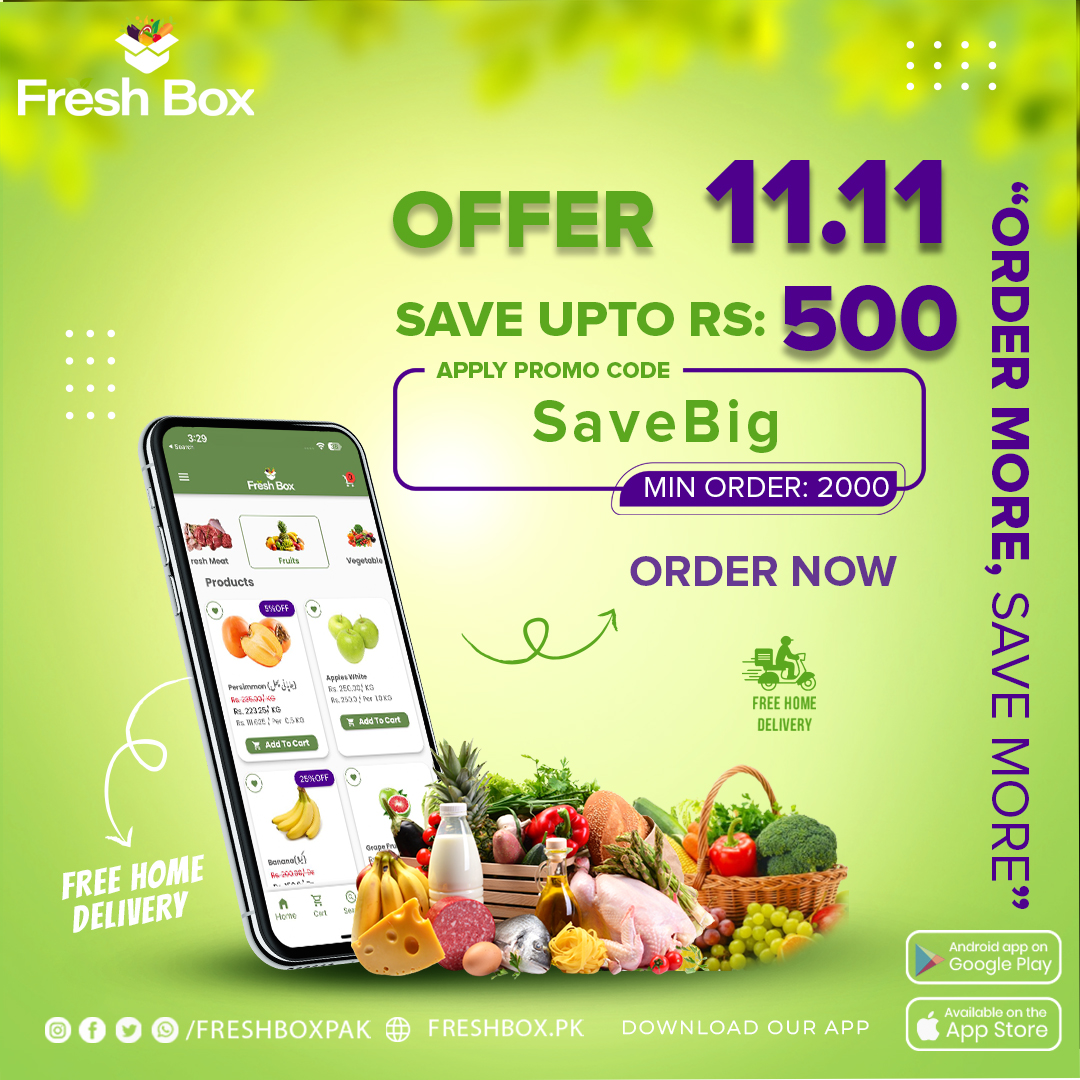 freshboxpak's tweet photo. SaveBig with FreshBox: Get up to 500 rupees off on your order! Minimum order 2000rs. Don't miss out on these fantastic savings
Download our app, and order now from Fresh Box! 📱For Android https://t.co/QN8avfBYzc 📷For App store https://t.co/DN9SKZDpmx
#LUMS #offers  #PAKvsBAN https://t.co/sCb7BFj5BR