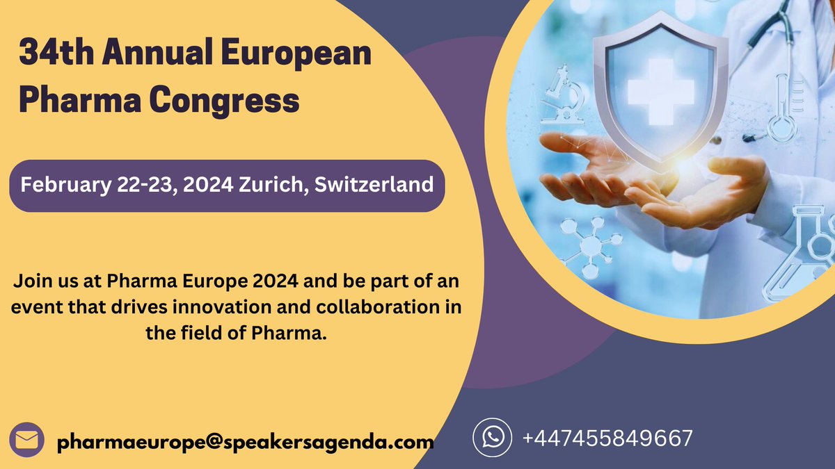 🎤 Be the Voice of PharmaExcellence! Speaker Slots Open for #Pharma_Europe Conference 2024 🎤
Are you passionate about advancements in #pharmaceuticals?  Join us and make your mark in the #pharma world! #PharmaLeaders #PharmaCollaboration #PharmaEducation #DrugManufacturing #Drug