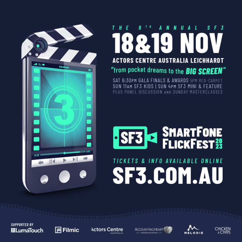 ScreenNSW's tweet photo. Tickets for the 9th Smartphone Film Festival (SF3) are now available.

Taking place November 18th &amp; 19th in Sydney, the festival includes screenings, networking parties, masterclasses, foyer activations and more. 

#ScreenNSW @SF3Fest