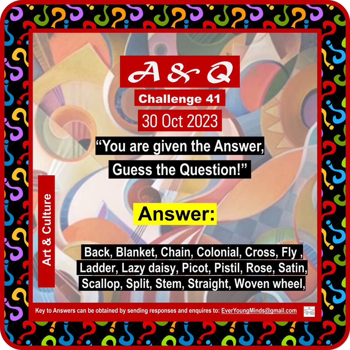 EverYoungMinds's tweet photo. #sharpenyourmind #whatisthequestion #everyoungminds_2023_gym #artandculture #businesseconomics #famouspeople #geography #history #math #nature #scienceandtechnology #sports #puzzles #teachersresources #embroidery https://t.co/YskltUQuWe