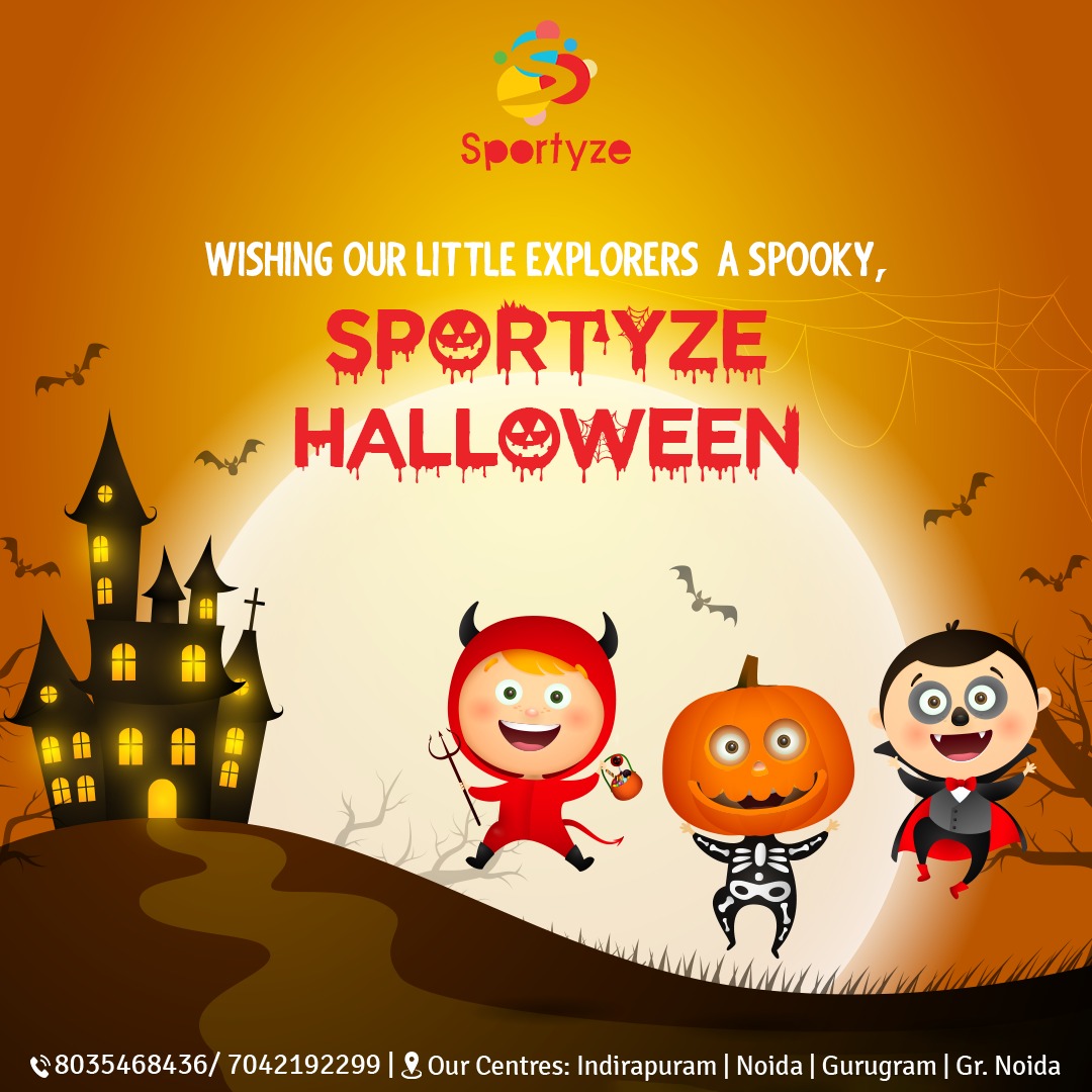 sportyze's tweet photo. Sportyze wishes you a Halloween filled with laughter, treats, and spooky adventures! 🎃🍬
.
.
.
#Sportyze #SportyzeTots #KidsGym #FitKid #toddlers #toddlersactivities #movementclasses #fitness #children #preschool #daycare #gymanstics #indirapuram #noida #gurugram #enrollnow https://t.co/yLinaZEF8d