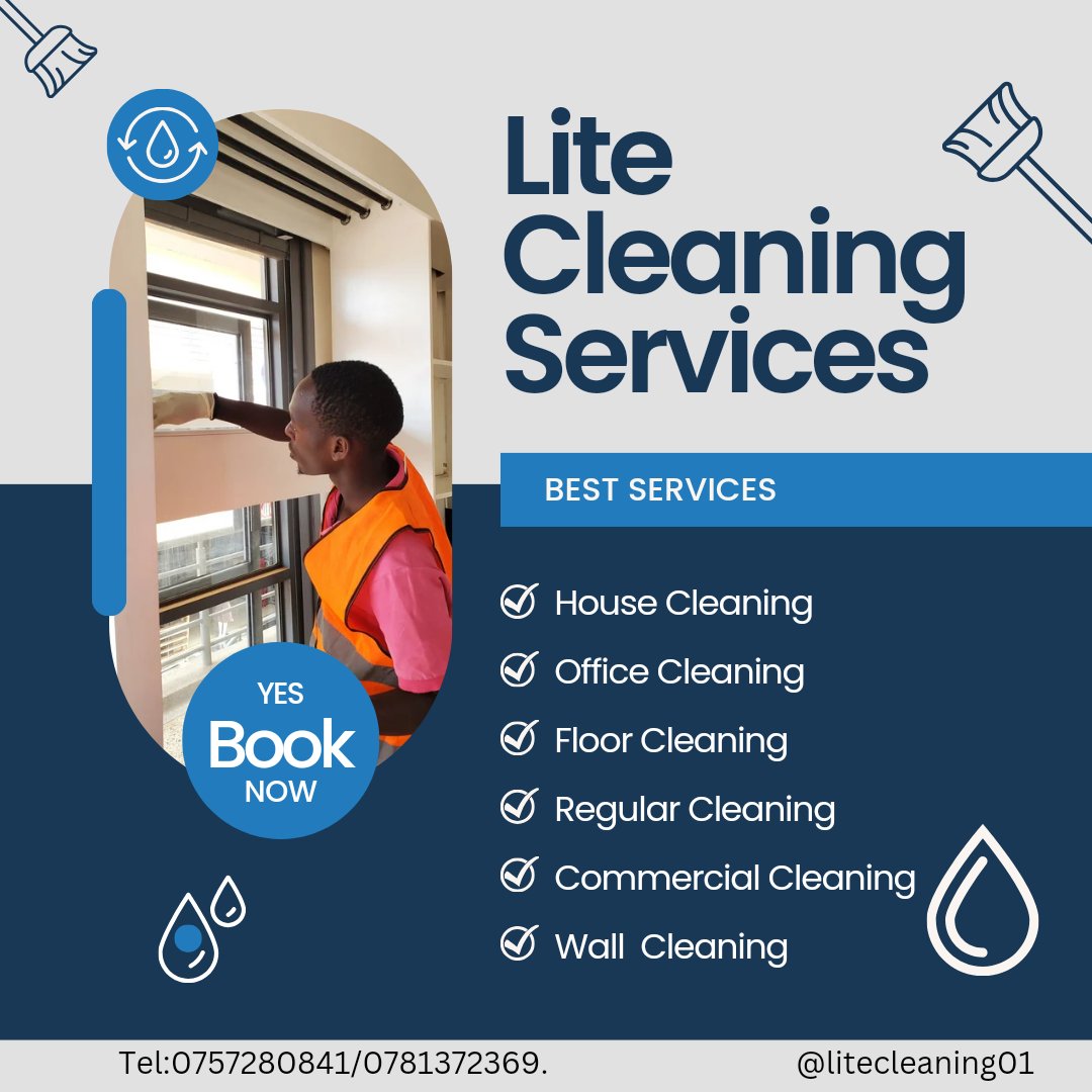 Let us take the hassle out of cleaning for you!

We offer top-notch commercial cleaning services for apartments, schools, restaurants, and other spaces.

Book us today and enjoy a sparkling clean tomorrow! Keeping you safe, happy, elegant and healthy.

☎️: 0757280841/0781372369