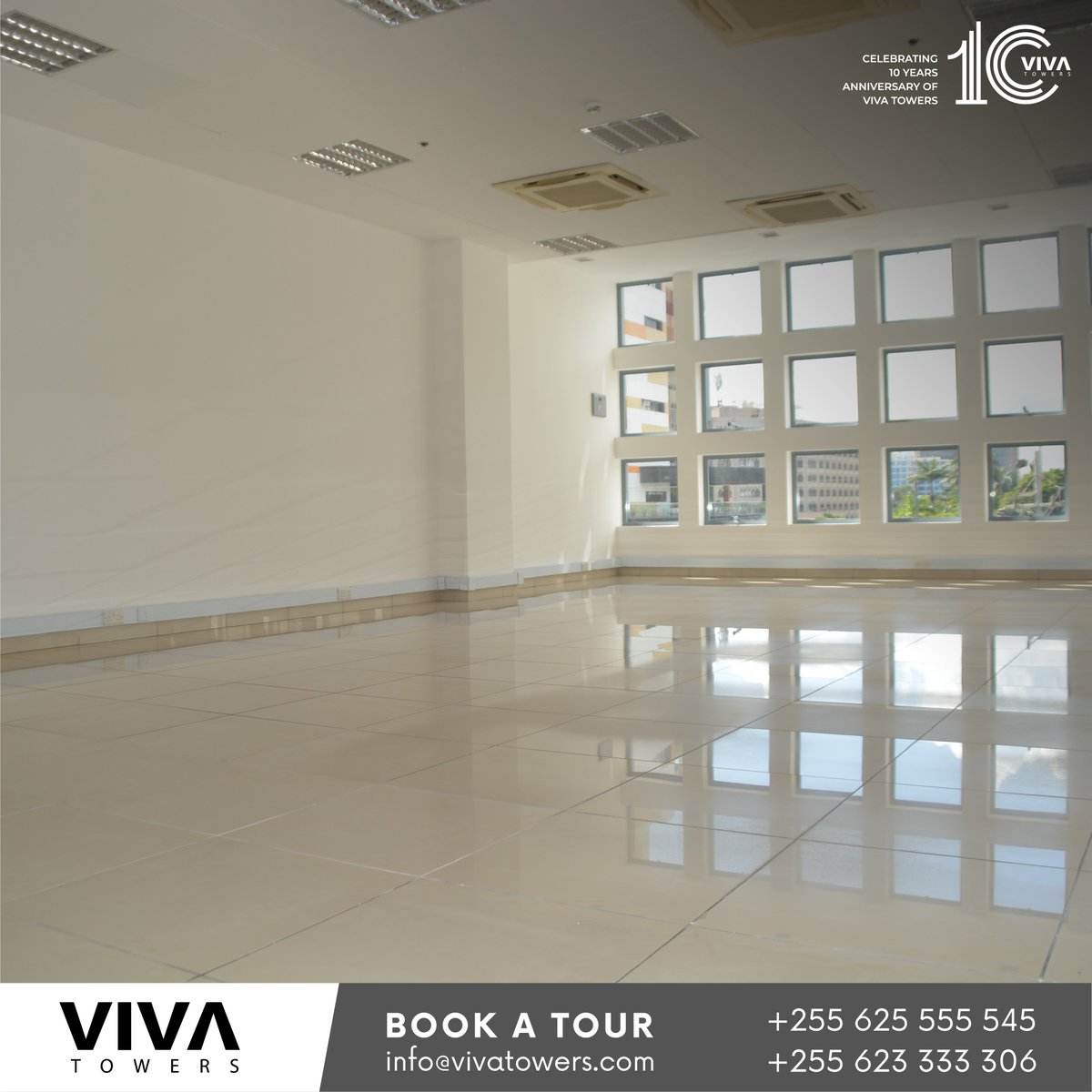 Flexible, modern, and tailored to your needs: Find the perfect office space rental that adapts to your business goals.
 #vivatowers #10yearsanniversary #vivatowers10years #commercial #officespaces #officespace #shopspaces #daressalaam