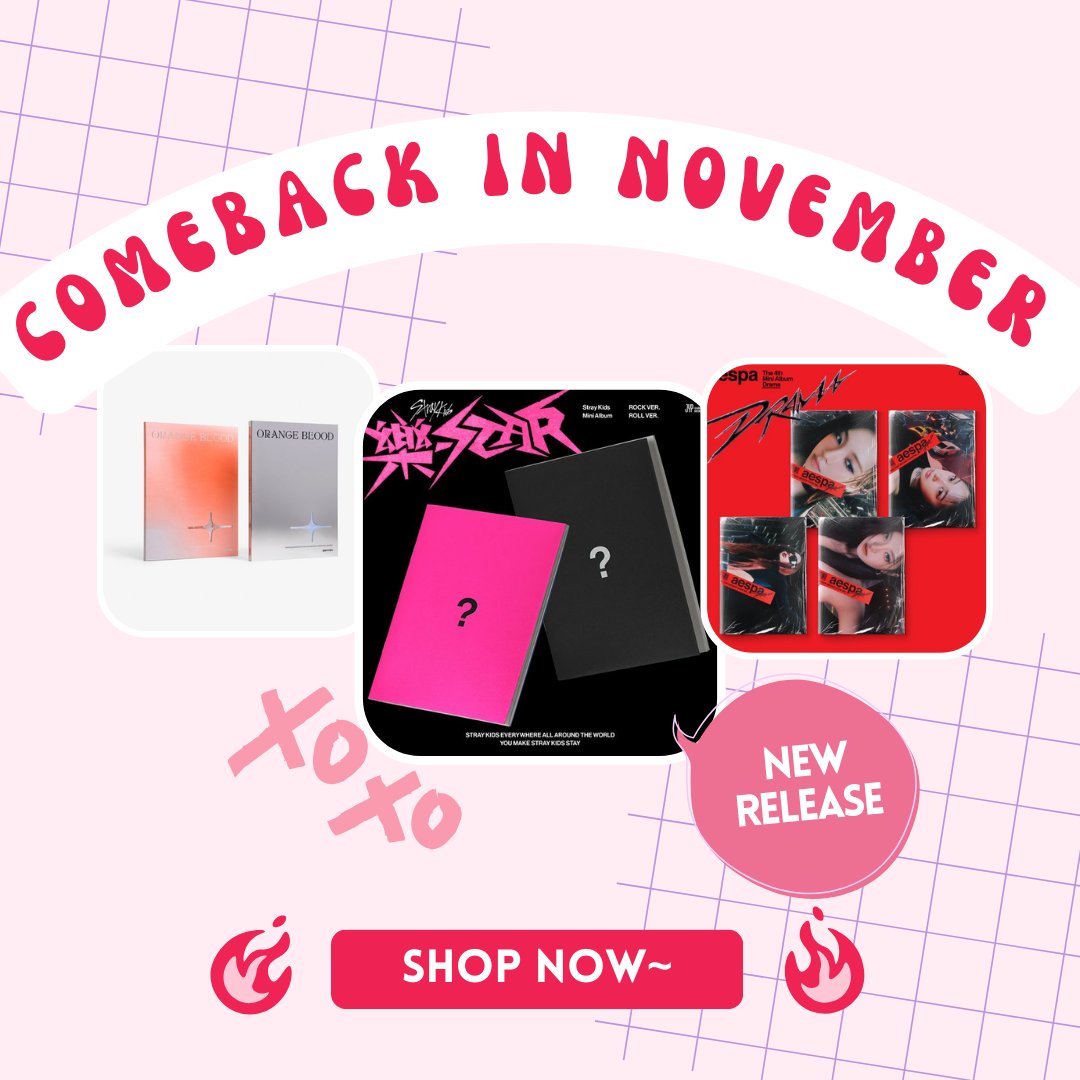 stylekoreanblog's tweet photo. 💜Check out November comeback artists' albums on💜  
➡https://t.co/xW6OyDOLjI 
#STRAYKIDS #ENHYPEN #JUNGKOOK #AESPA #ZEROBASEONE #WAYV #KISSOFLIFE https://t.co/9uQKpgFMvp