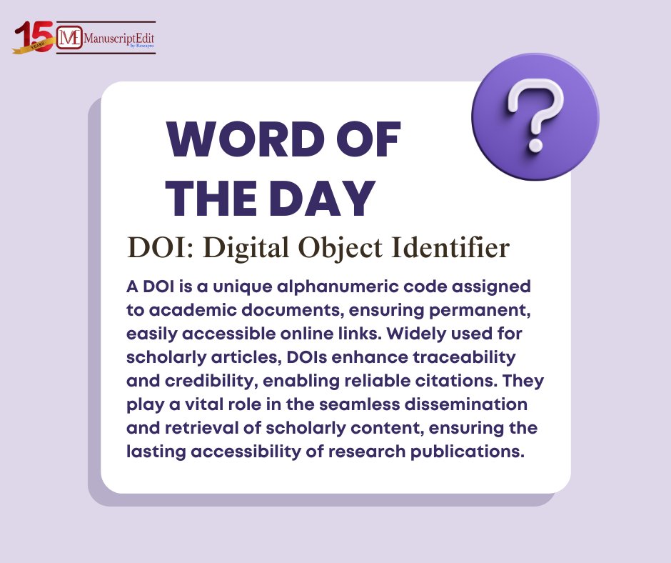 manuscriptedit's tweet photo. "Elevate your research with a DOI (Digital Object Identifier) - the passport to scholarly credibility and seamless knowledge sharing. Ensure your work's lasting impact and accessibility.
.
.
#ResearchExcellence
#ScholarlyCitations
#DOI
#DigitalObjectIdentifier
#CitableResearch https://t.co/gFwgAoyPWm