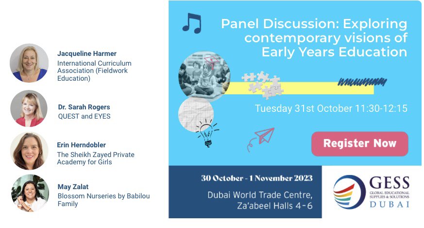 GESS Dubai day 2 - Come and join us for an Early Years panel discussion at 11.30. #GESSDUBAI