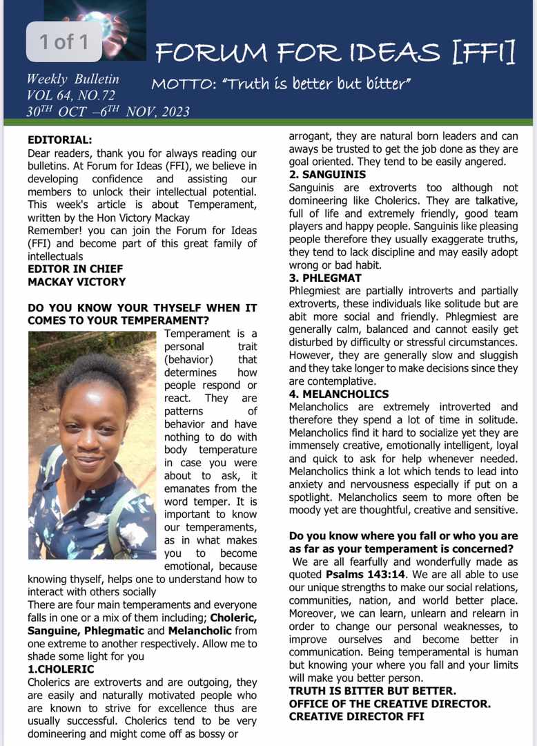 Kiu Forum For Ideas (@forumforideas) on Twitter photo The weekly bulletin from <a href="/ForumForIdeas/">Kiu Forum For Ideas</a> .
Thank you Creative Director @mackayvictory .
Truth is better but bitter The weekly bulletin from <a href="/ForumForIdeas/">Kiu Forum For Ideas</a> .
Thank you Creative Director @mackayvictory .
Truth is better but bitter