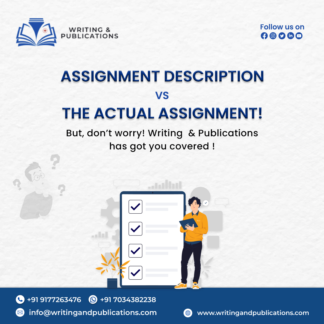 Ever felt like your assignment description and the actual assignment are worlds apart?For Info Visit Us: writingandpublications.com
Call us: +91 9177263476 #writingandpublications #vizag #thesiswriting #thesiswritinghelp #proofreading #AcademicIntegrity #LineEditing #citation